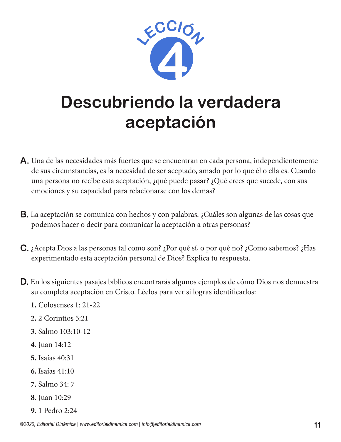 Volumen 2, Lección 4 /  Descubriendo la verdadera  aceptación